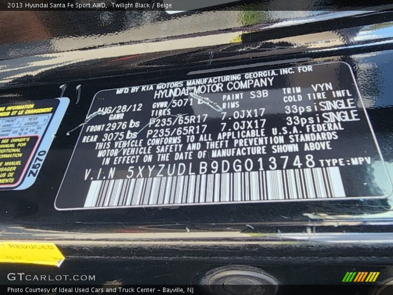 Twilight Black / Beige 2013 Hyundai Santa Fe Sport AWD