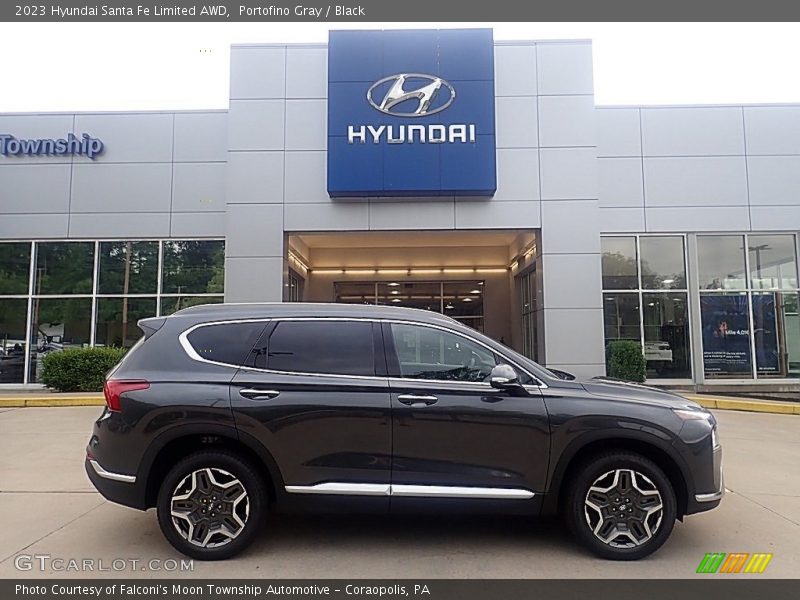 Portofino Gray / Black 2023 Hyundai Santa Fe Limited AWD