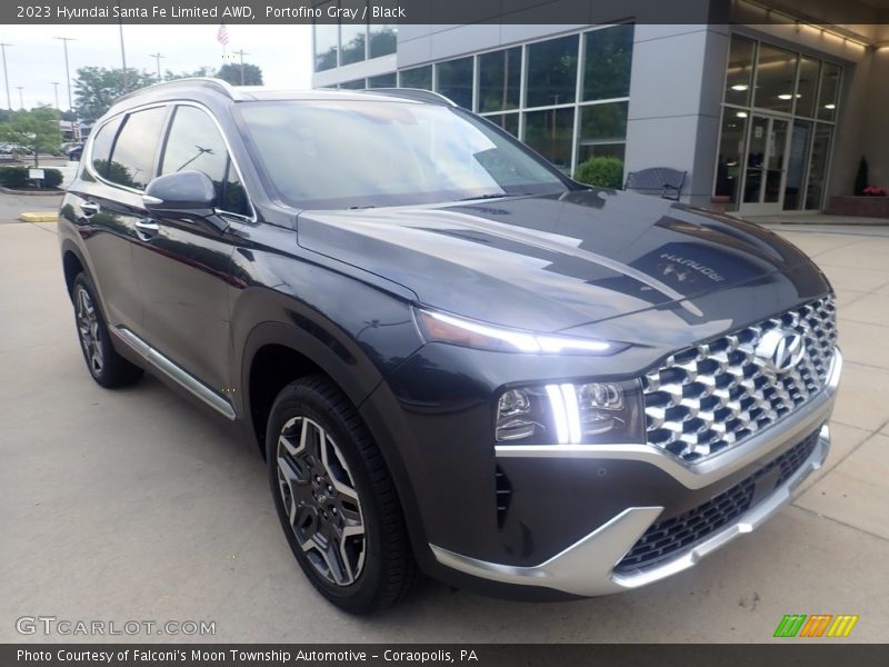 Portofino Gray / Black 2023 Hyundai Santa Fe Limited AWD
