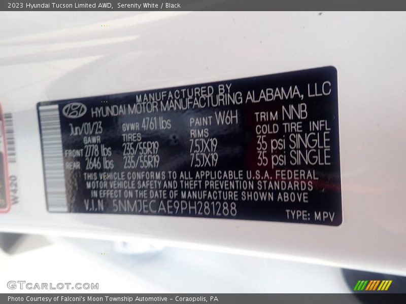 Serenity White / Black 2023 Hyundai Tucson Limited AWD