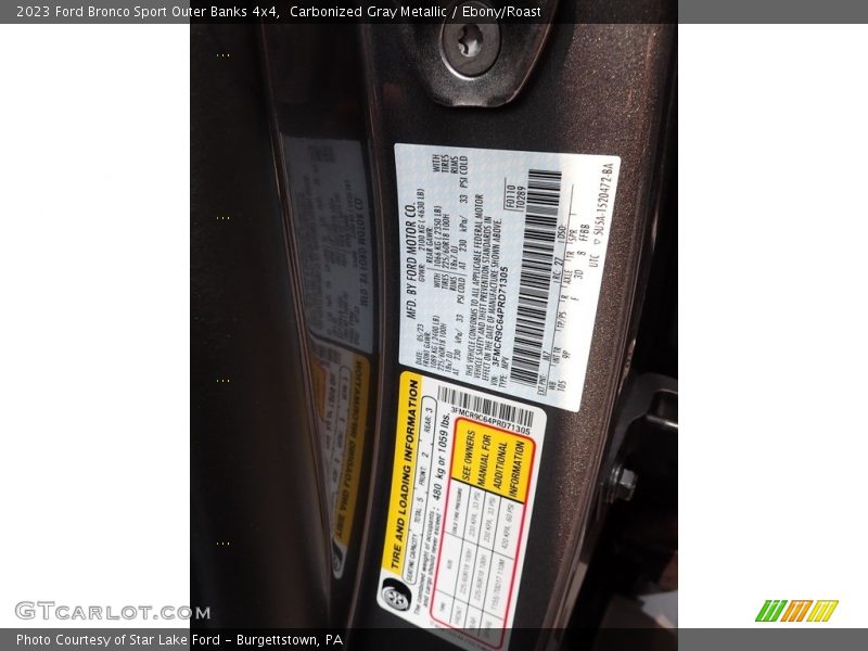 2023 Bronco Sport Outer Banks 4x4 Carbonized Gray Metallic Color Code M7