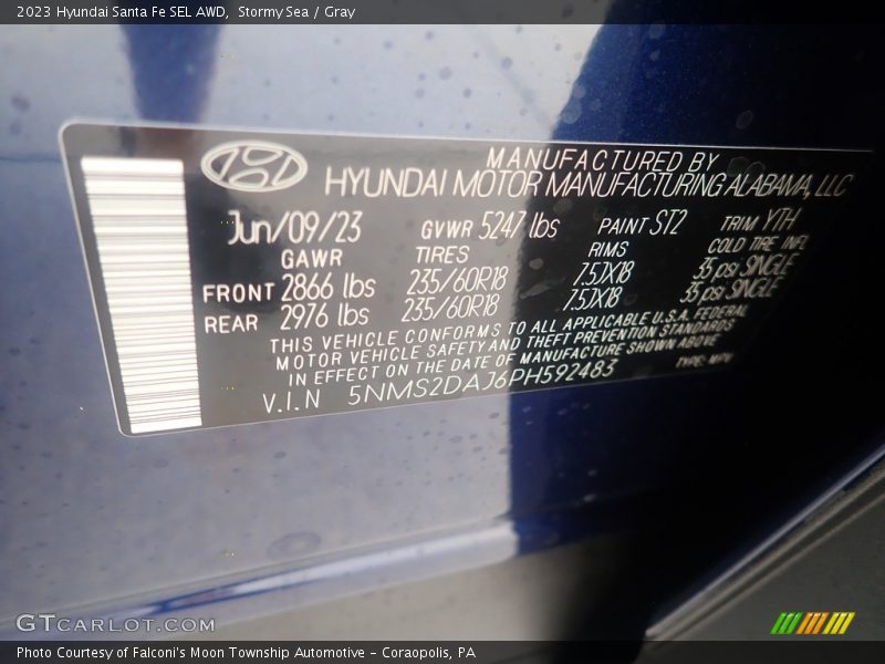 Stormy Sea / Gray 2023 Hyundai Santa Fe SEL AWD