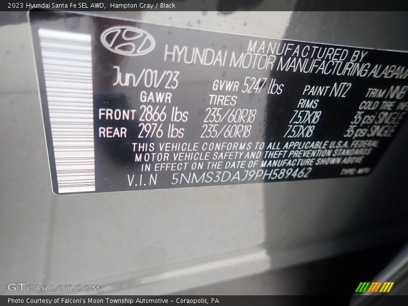 Hampton Gray / Black 2023 Hyundai Santa Fe SEL AWD