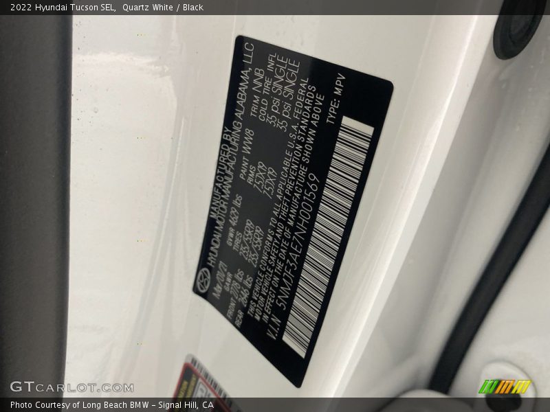 2022 Tucson SEL Quartz White Color Code WW8