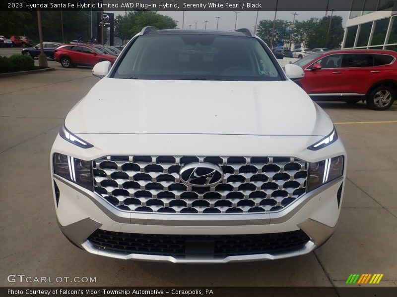 Serenity White Pearl / Black 2023 Hyundai Santa Fe Hybrid Limited AWD Plug-In Hybrid