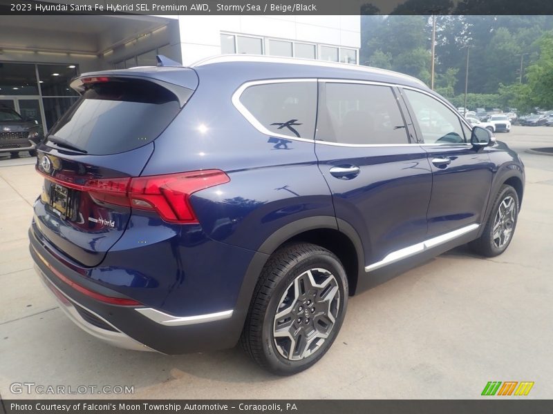 Stormy Sea / Beige/Black 2023 Hyundai Santa Fe Hybrid SEL Premium AWD