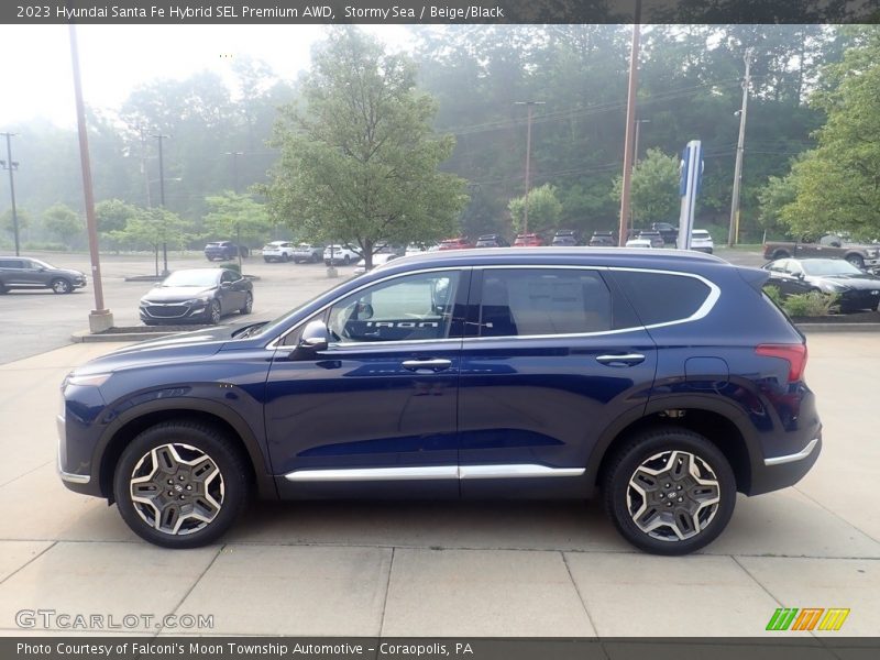 Stormy Sea / Beige/Black 2023 Hyundai Santa Fe Hybrid SEL Premium AWD