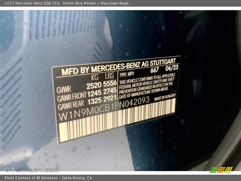 2023 EQB 250 Denim Blue Metallic Color Code 667