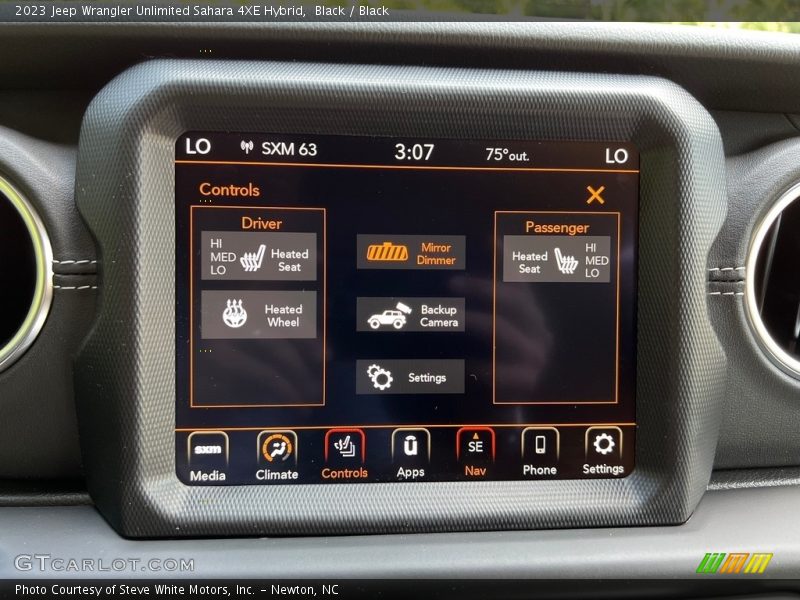 Controls of 2023 Wrangler Unlimited Sahara 4XE Hybrid