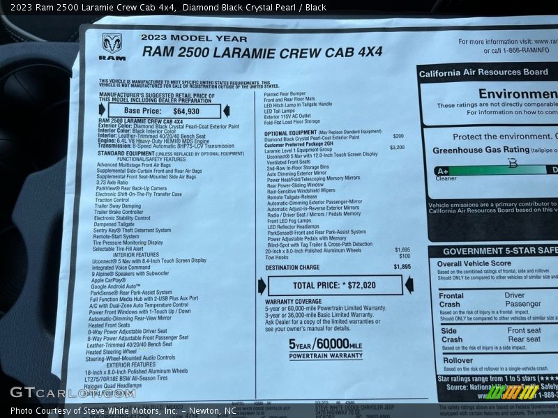  2023 2500 Laramie Crew Cab 4x4 Window Sticker