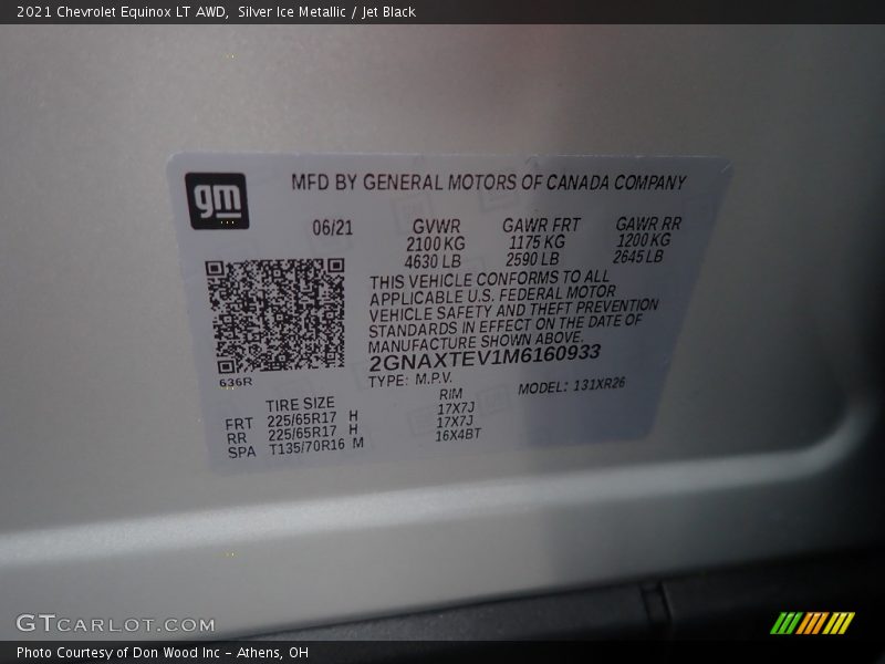 Silver Ice Metallic / Jet Black 2021 Chevrolet Equinox LT AWD