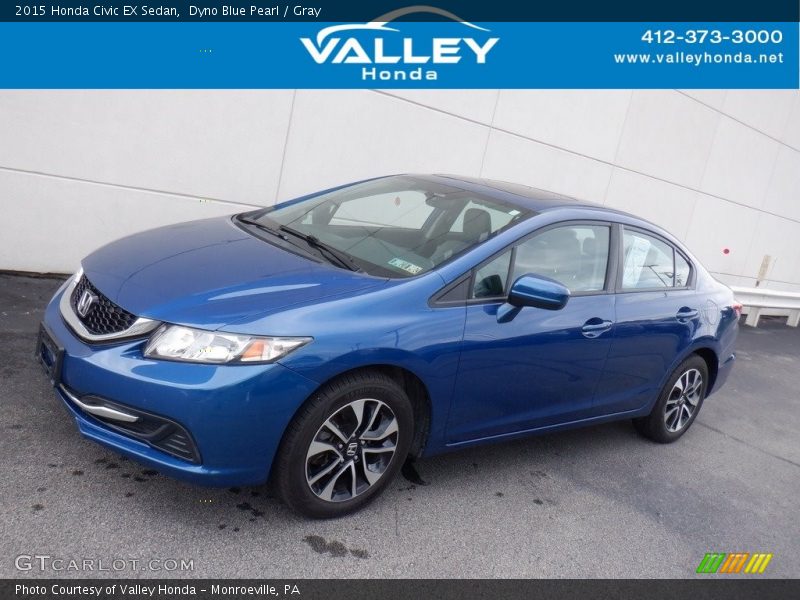 Dyno Blue Pearl / Gray 2015 Honda Civic EX Sedan