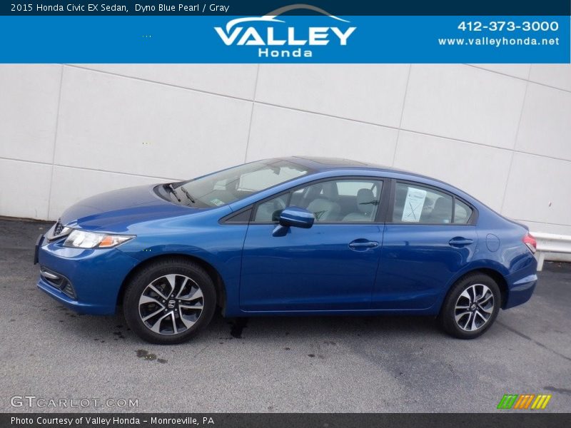 Dyno Blue Pearl / Gray 2015 Honda Civic EX Sedan
