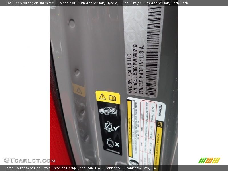 Sting-Gray / 20th Anniversary Red/Black 2023 Jeep Wrangler Unlimited Rubicon 4XE 20th Anniversary Hybrid
