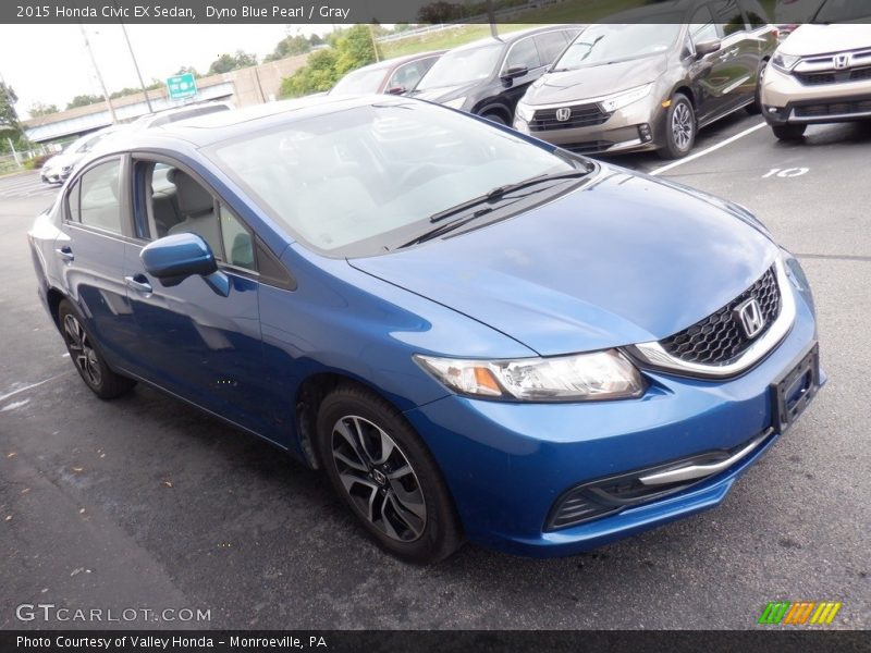 Dyno Blue Pearl / Gray 2015 Honda Civic EX Sedan