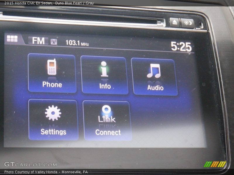 Dyno Blue Pearl / Gray 2015 Honda Civic EX Sedan