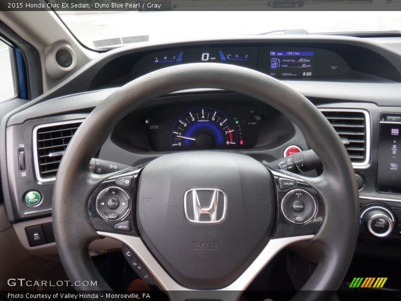 Dyno Blue Pearl / Gray 2015 Honda Civic EX Sedan