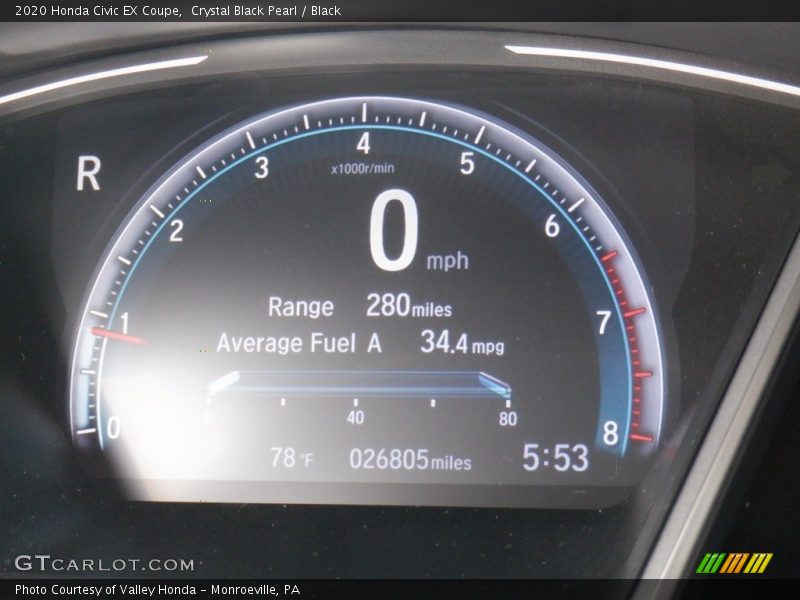 Crystal Black Pearl / Black 2020 Honda Civic EX Coupe