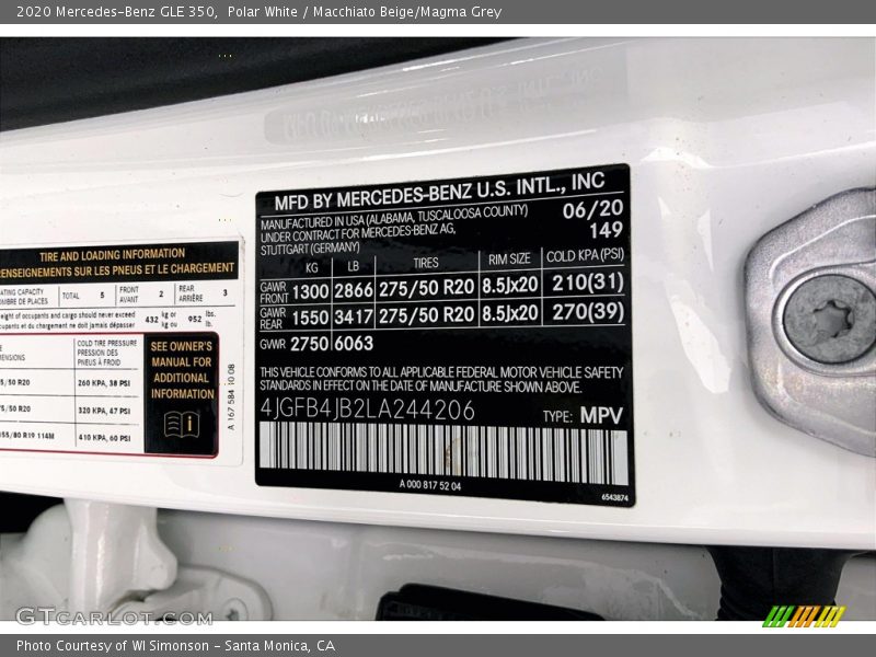 Polar White / Macchiato Beige/Magma Grey 2020 Mercedes-Benz GLE 350