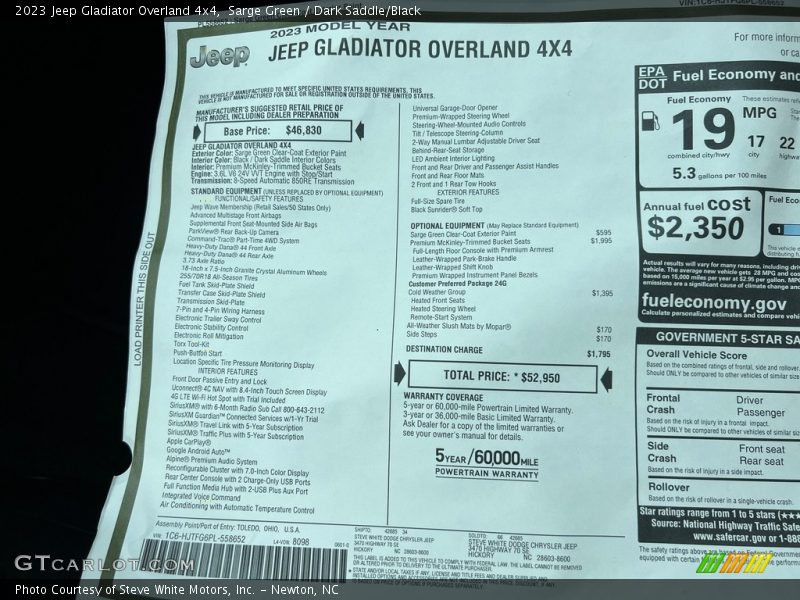 Sarge Green / Dark Saddle/Black 2023 Jeep Gladiator Overland 4x4