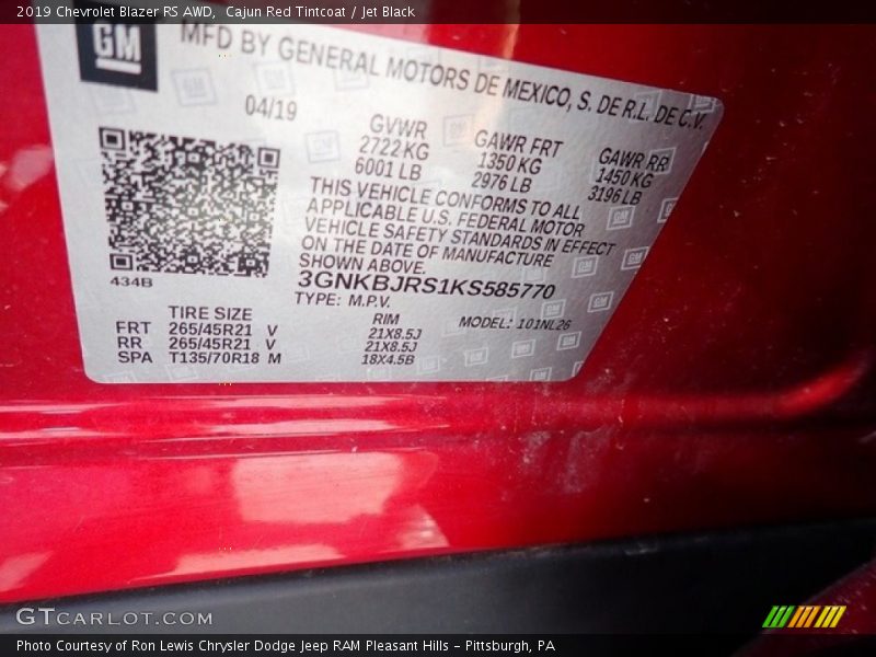 Cajun Red Tintcoat / Jet Black 2019 Chevrolet Blazer RS AWD