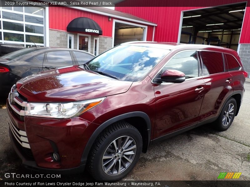 Salsa Red Pearl / Black 2019 Toyota Highlander XLE AWD
