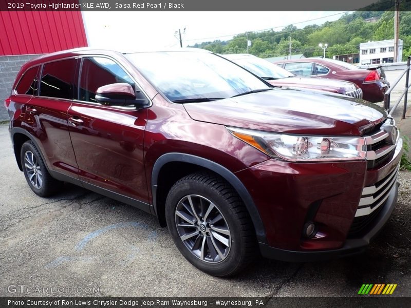 Salsa Red Pearl / Black 2019 Toyota Highlander XLE AWD