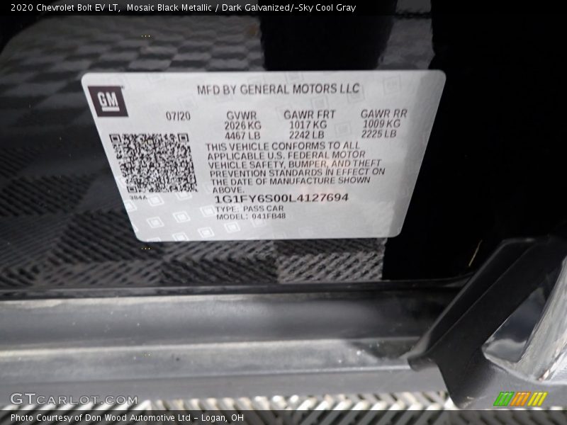 Mosaic Black Metallic / Dark Galvanized/­Sky Cool Gray 2020 Chevrolet Bolt EV LT
