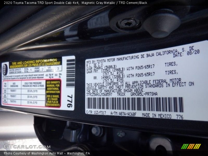Magnetic Gray Metallic / TRD Cement/Black 2020 Toyota Tacoma TRD Sport Double Cab 4x4