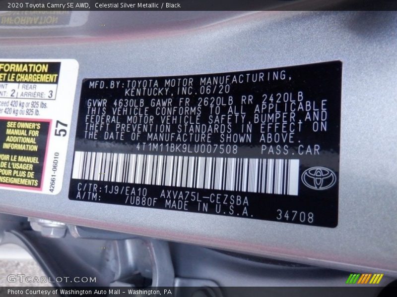 Celestial Silver Metallic / Black 2020 Toyota Camry SE AWD