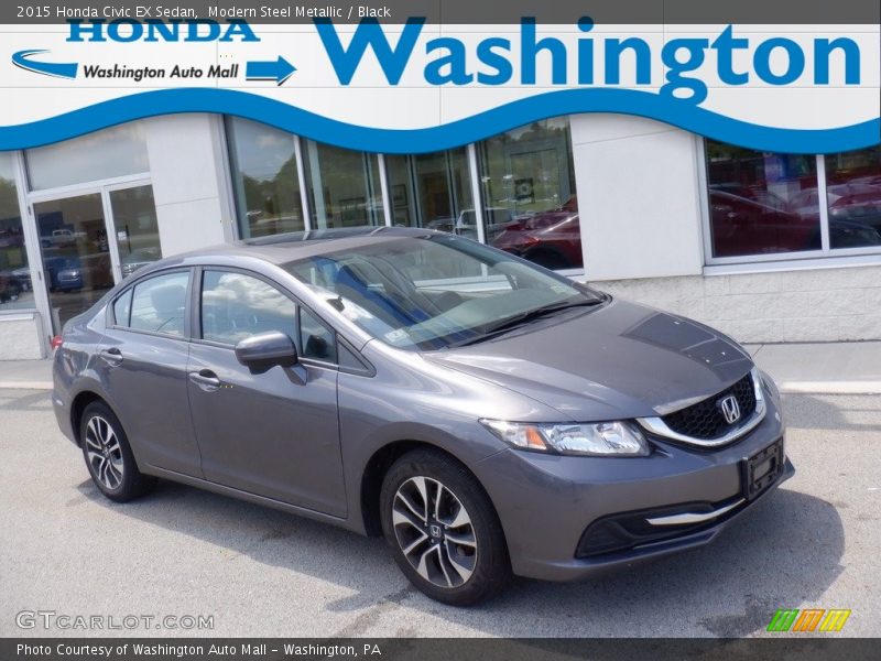 Modern Steel Metallic / Black 2015 Honda Civic EX Sedan