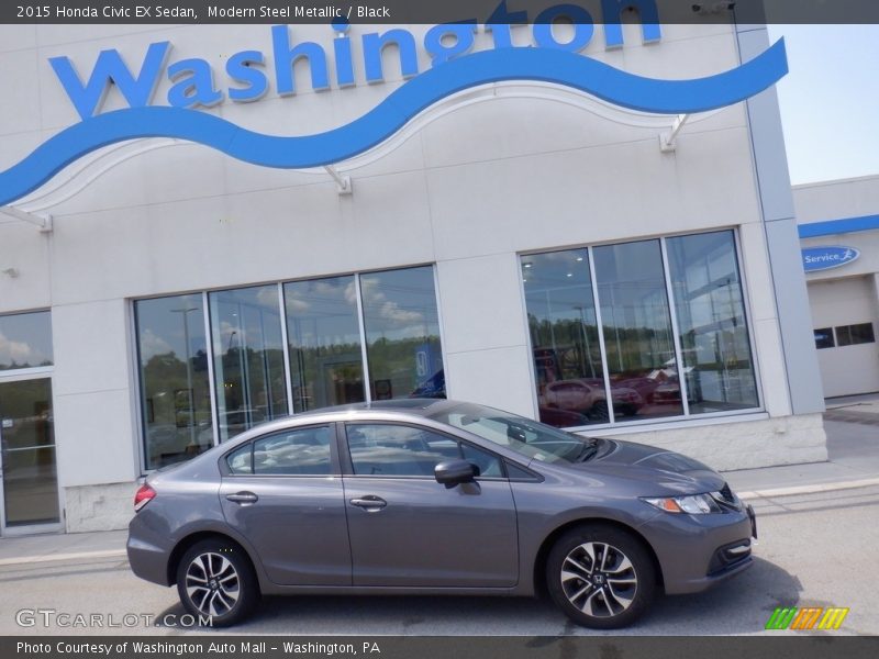 Modern Steel Metallic / Black 2015 Honda Civic EX Sedan