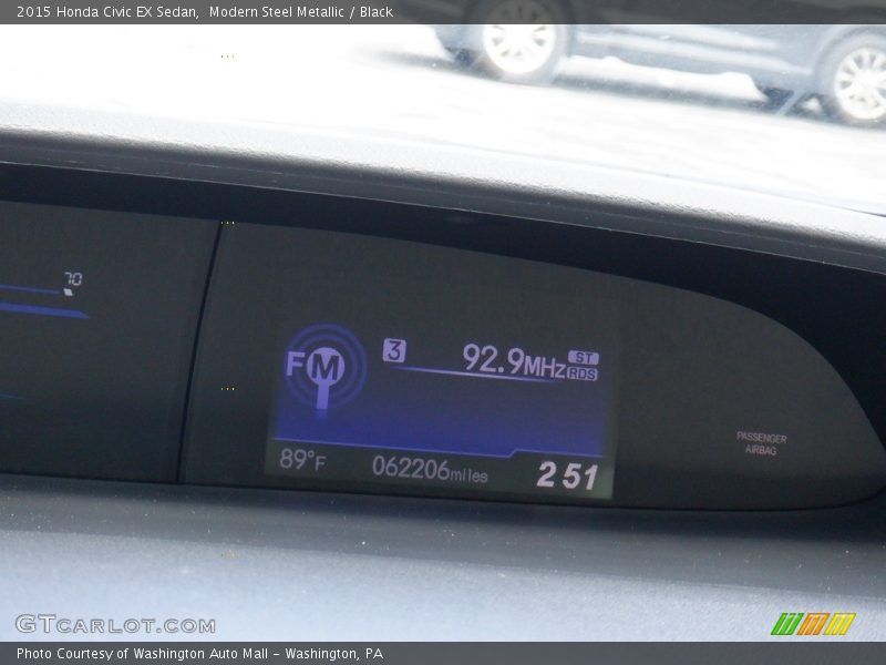 Modern Steel Metallic / Black 2015 Honda Civic EX Sedan