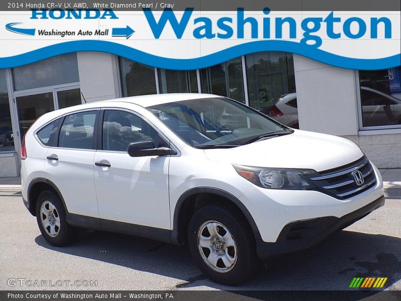 White Diamond Pearl / Gray 2014 Honda CR-V LX AWD