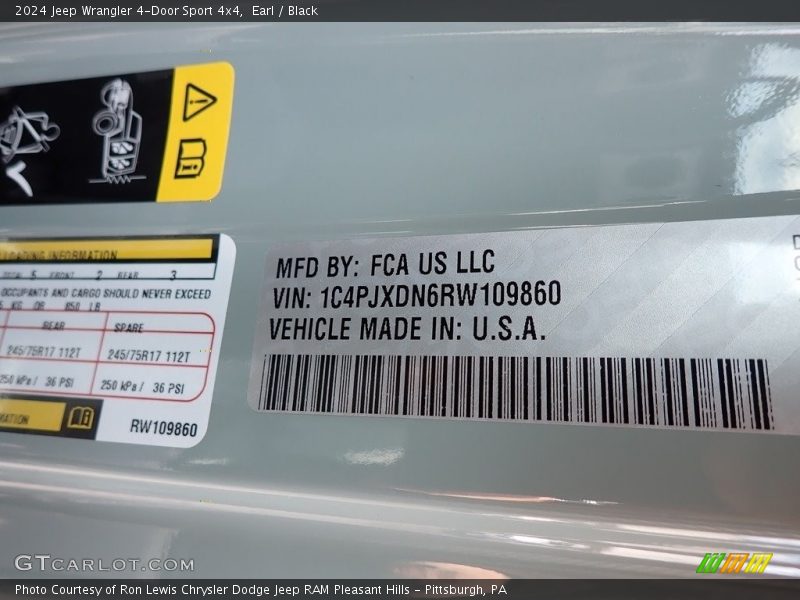 Earl / Black 2024 Jeep Wrangler 4-Door Sport 4x4