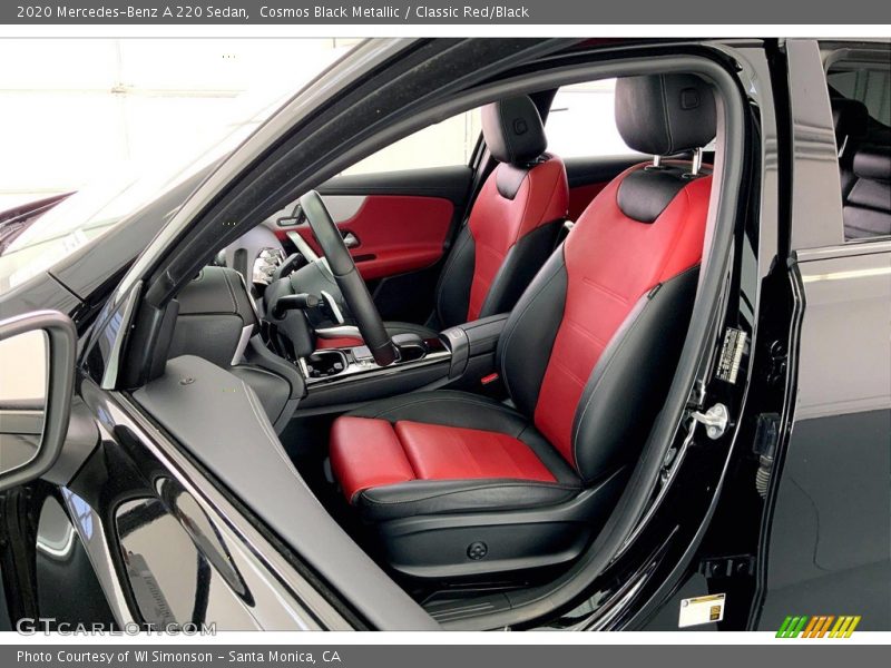 Cosmos Black Metallic / Classic Red/Black 2020 Mercedes-Benz A 220 Sedan