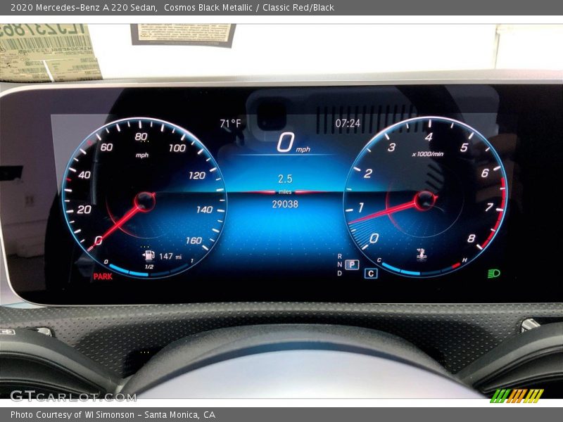 Cosmos Black Metallic / Classic Red/Black 2020 Mercedes-Benz A 220 Sedan