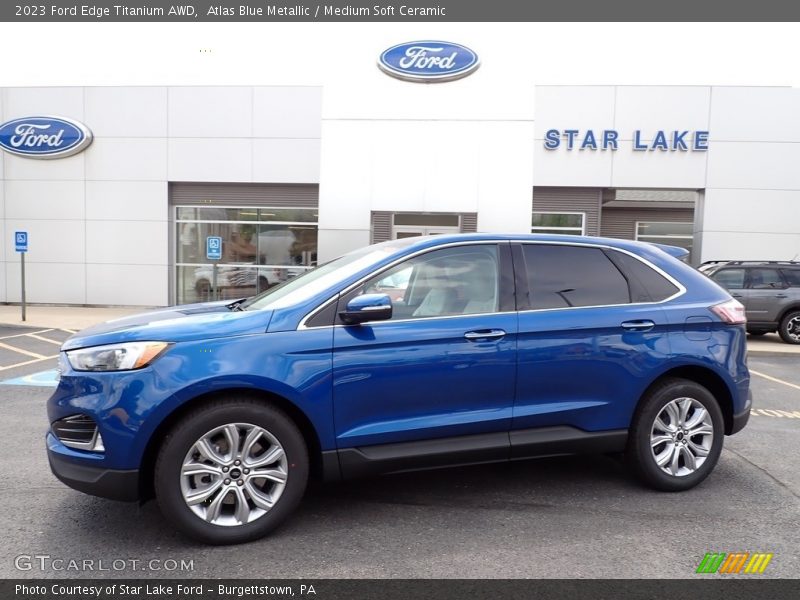 Atlas Blue Metallic / Medium Soft Ceramic 2023 Ford Edge Titanium AWD