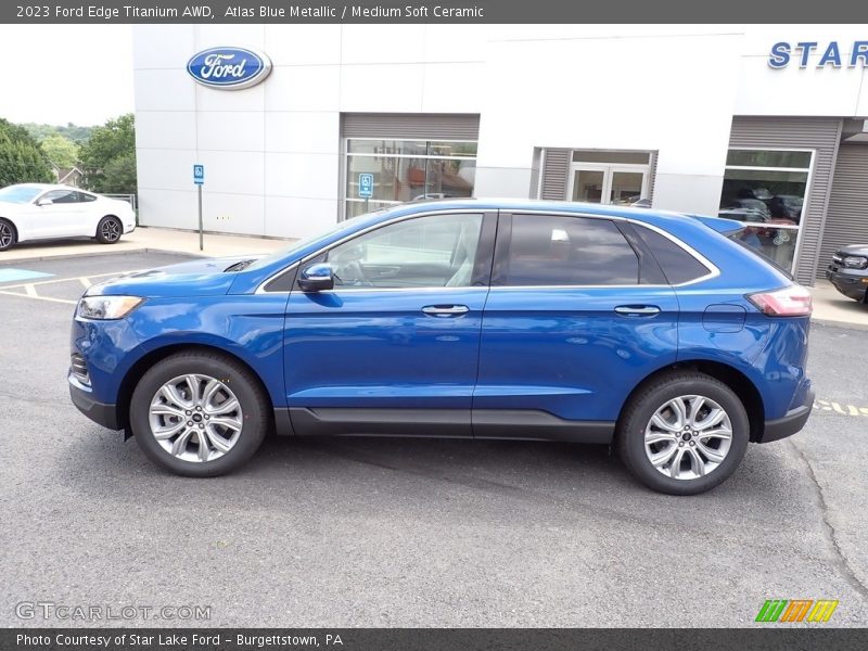 Atlas Blue Metallic / Medium Soft Ceramic 2023 Ford Edge Titanium AWD