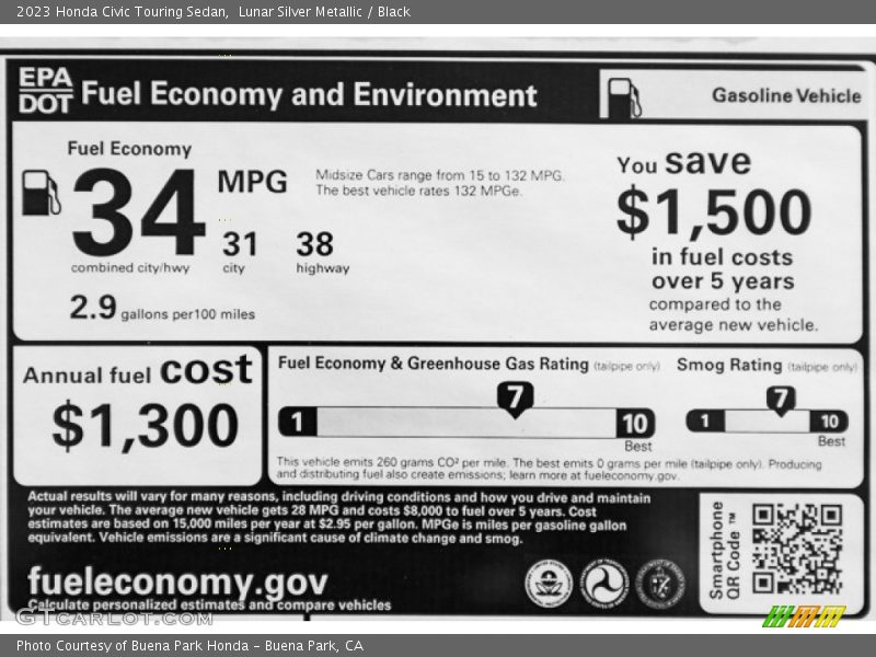 Lunar Silver Metallic / Black 2023 Honda Civic Touring Sedan