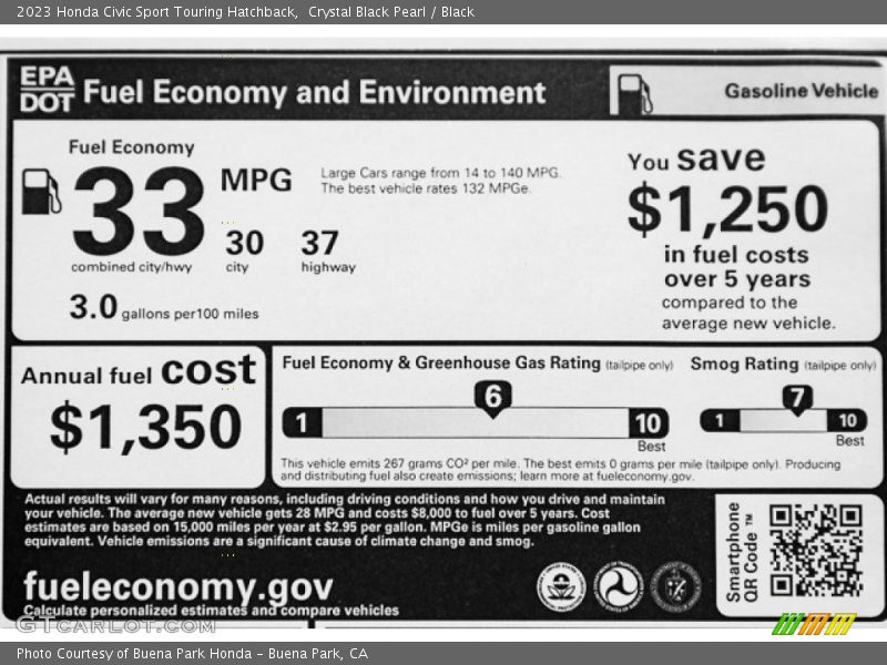 Crystal Black Pearl / Black 2023 Honda Civic Sport Touring Hatchback