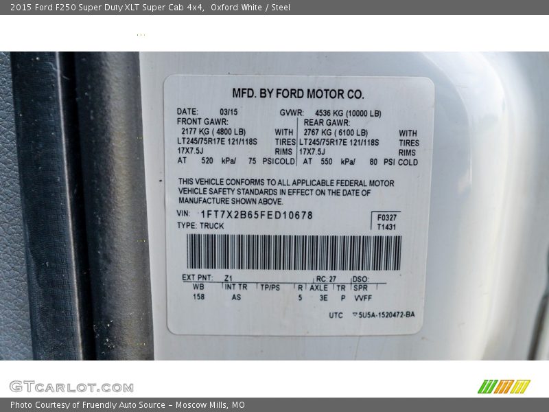Oxford White / Steel 2015 Ford F250 Super Duty XLT Super Cab 4x4