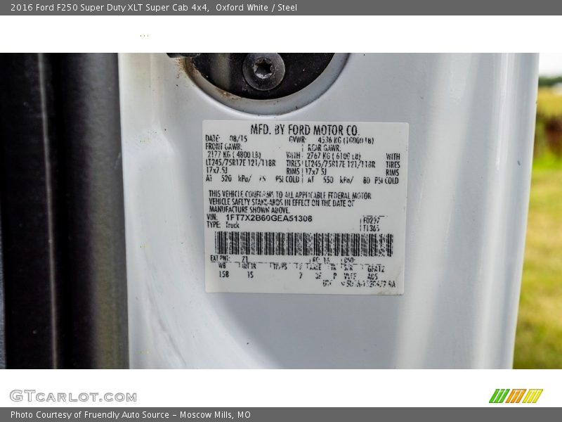 Oxford White / Steel 2016 Ford F250 Super Duty XLT Super Cab 4x4
