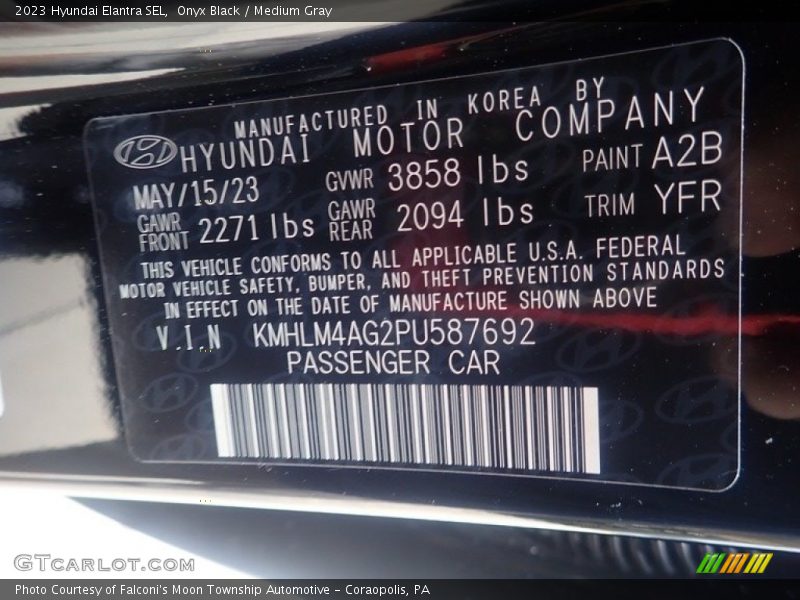 Onyx Black / Medium Gray 2023 Hyundai Elantra SEL