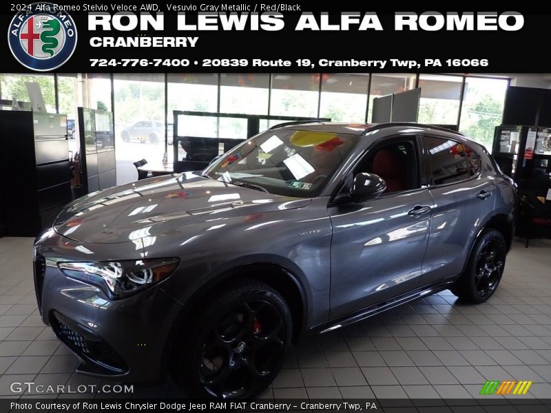 Vesuvio Gray Metallic / Red/Black 2024 Alfa Romeo Stelvio Veloce AWD