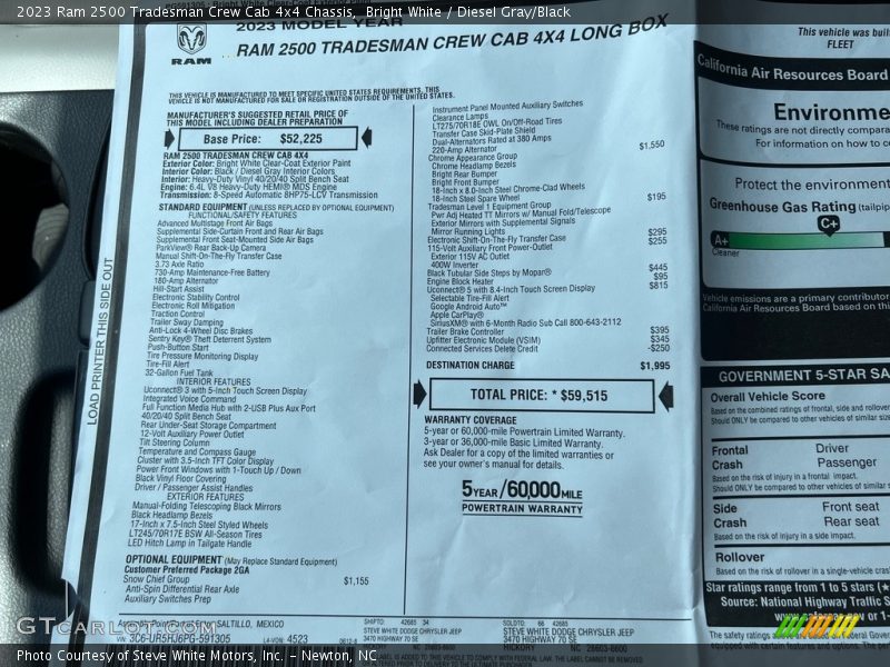 Bright White / Diesel Gray/Black 2023 Ram 2500 Tradesman Crew Cab 4x4 Chassis