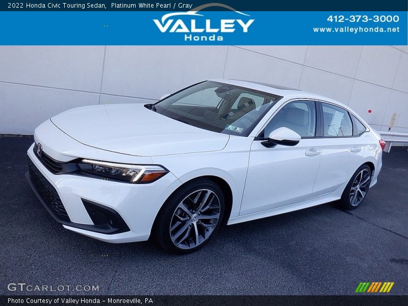 Platinum White Pearl / Gray 2022 Honda Civic Touring Sedan