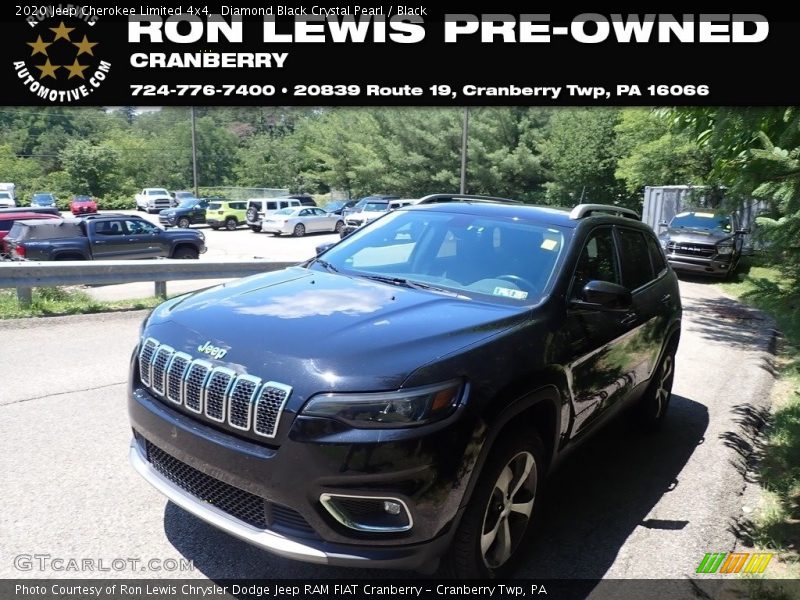 Diamond Black Crystal Pearl / Black 2020 Jeep Cherokee Limited 4x4