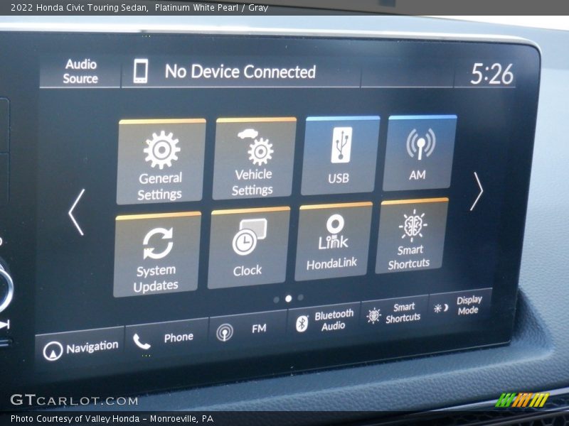 Controls of 2022 Civic Touring Sedan