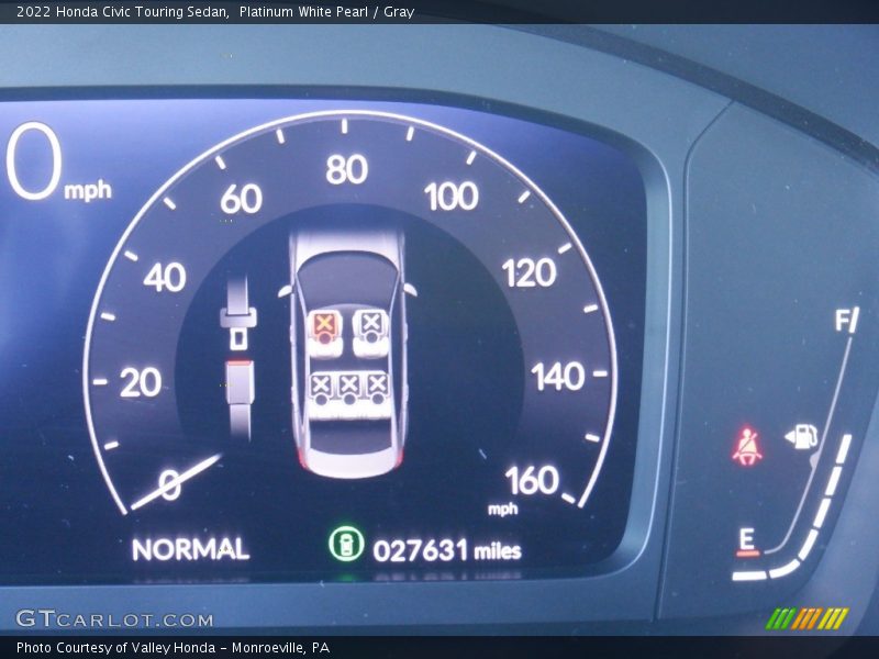 Platinum White Pearl / Gray 2022 Honda Civic Touring Sedan
